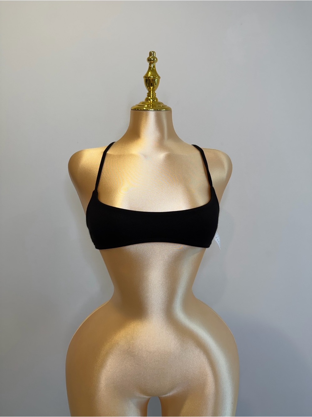 Missguided Black Strappy Open Back Crop Top Size S